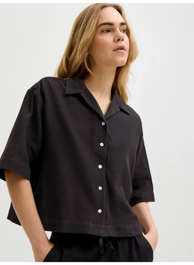 Global Waffle Shirt 3/4 Black