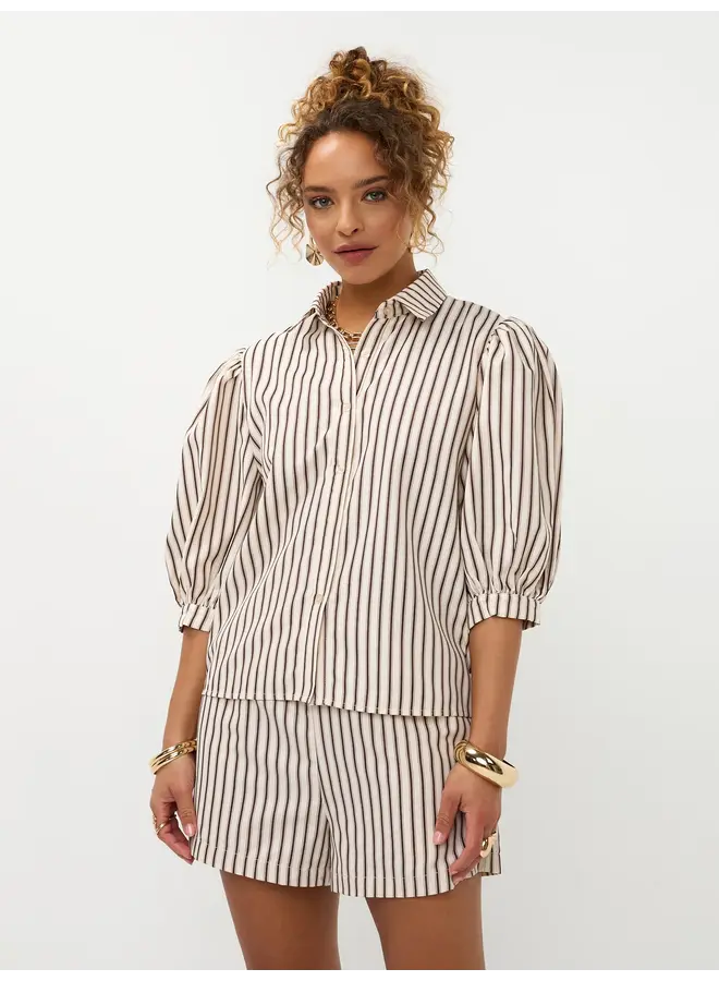 Bobbie Blouse Brown Stripe