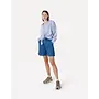 Moore Pleated Denim Short Mid Blue Denim