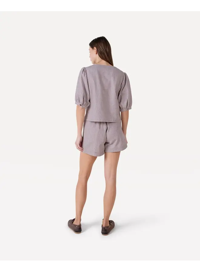 Romane Stripe Short Chocolate Fondant