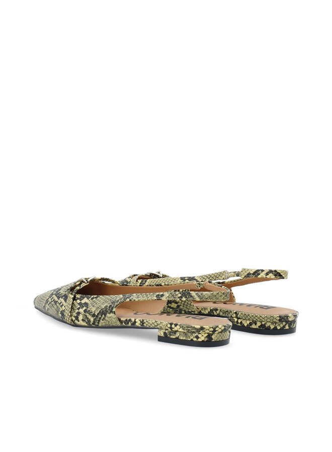 BARI Pointy Flat Slingback Faux Leather Yellow Snake