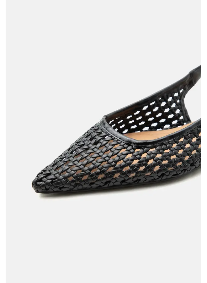 BARI Slingback Weaved Faux Leather Black