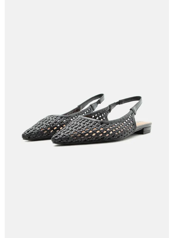 BARI Slingback Weaved Faux Leather Black