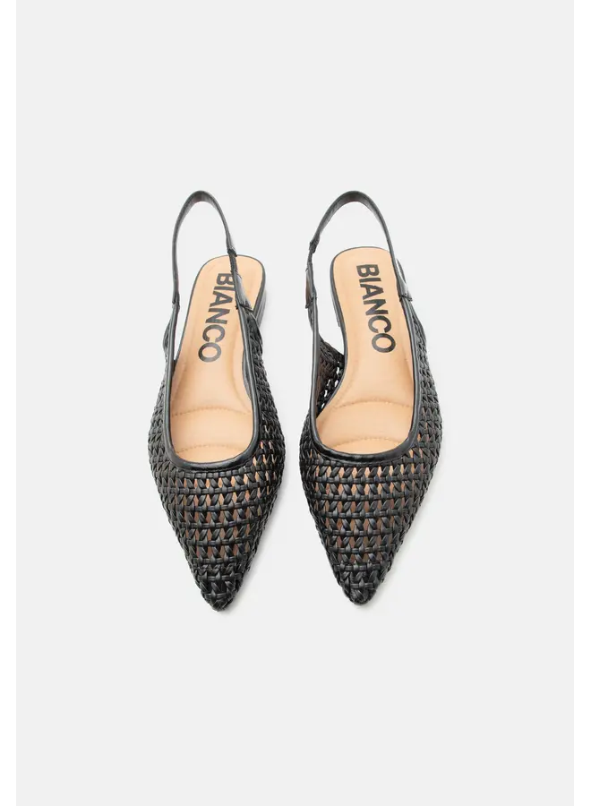 BARI Slingback Weaved Faux Leather Black