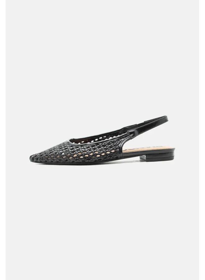 BARI Slingback Weaved Faux Leather Black