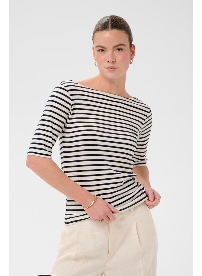 Liddy Boatneck T-shirt Chalk/Marine