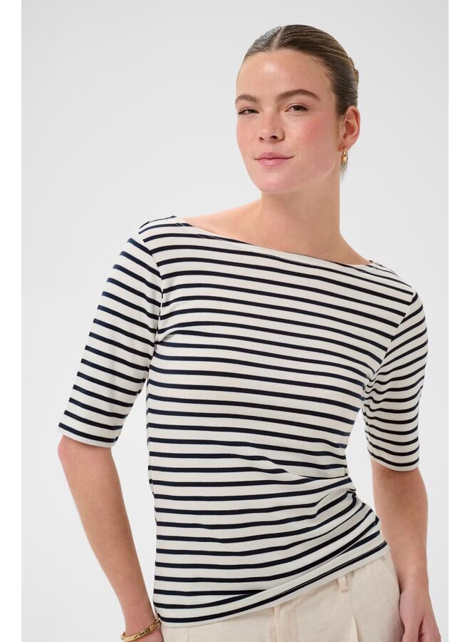 Liddy Boatneck T-shirt Chalk/Marine