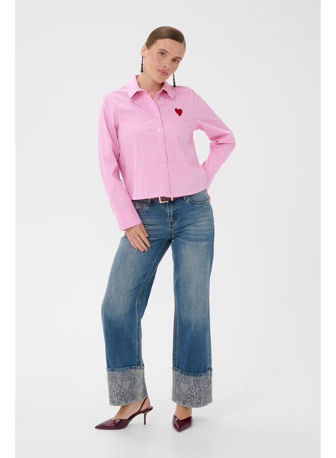 Ebony Short Shirt Pink Stripe