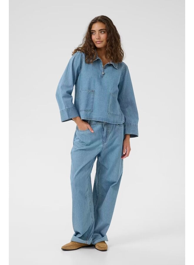 Ayna ShirtJacket White/Blue Stripe
