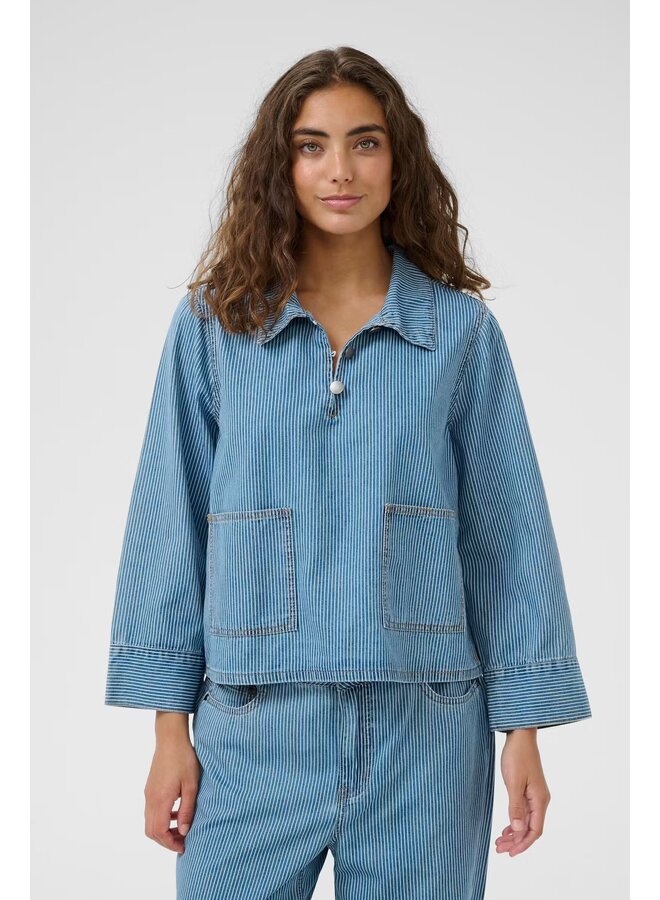 Ayna ShirtJacket White/Blue Stripe