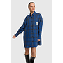 Studded Check Blouse Dress Dark Blue