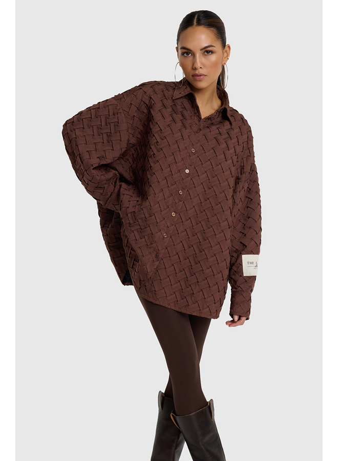 Pleated Blouse Structure Warm Brown