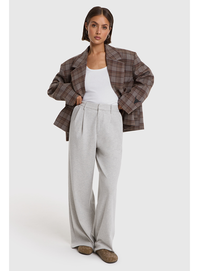 Cropped Check Blazer Warm Brown