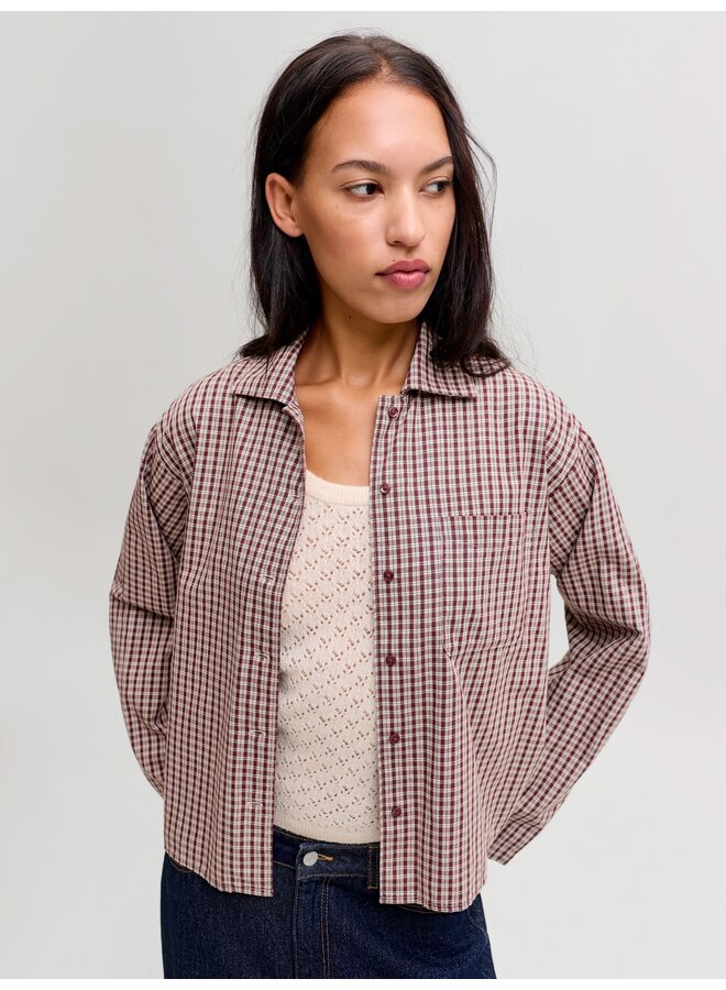 Asta Clean Check Shirt Chocolate Truffle