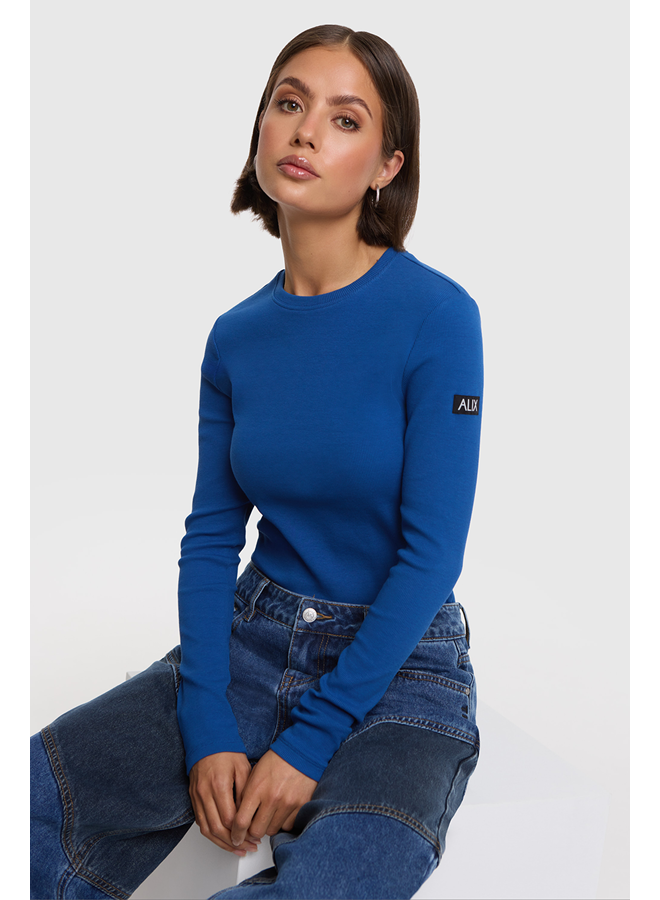Rib Longsleeve Top Dark Blue