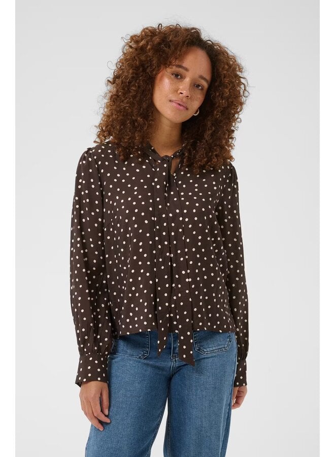 Dotte Blouse Coffee Bean Turtledove Dot