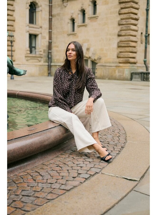 Dotte Blouse Coffee Bean Turtledove Dot
