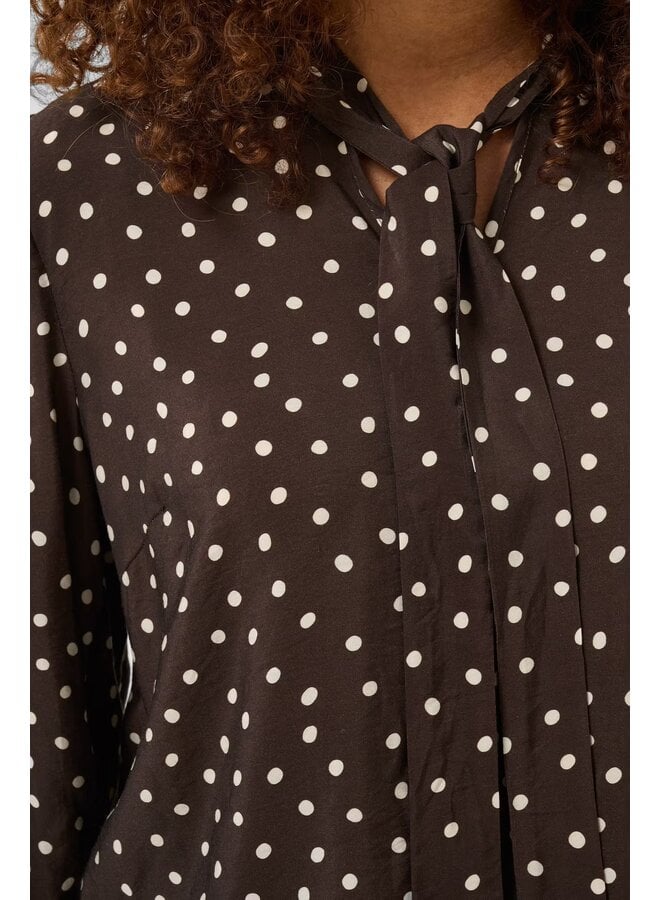 Dotte Blouse Coffee Bean Turtledove Dot