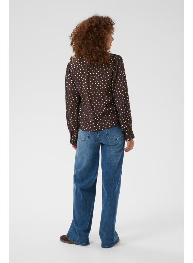 Dotte Blouse Coffee Bean Turtledove Dot