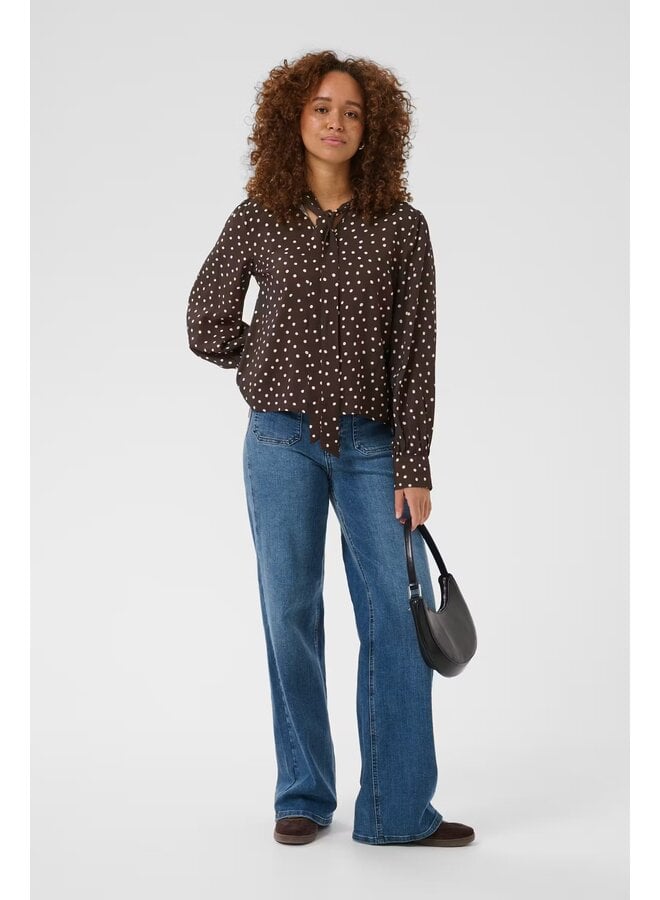 Dotte Blouse Coffee Bean Turtledove Dot