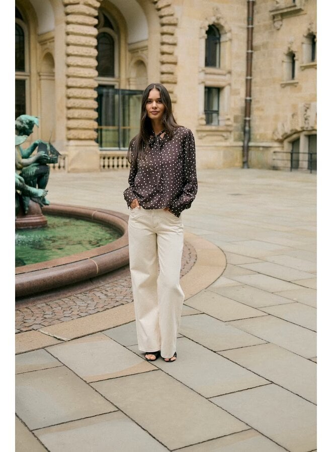 Dotte Blouse Coffee Bean Turtledove Dot