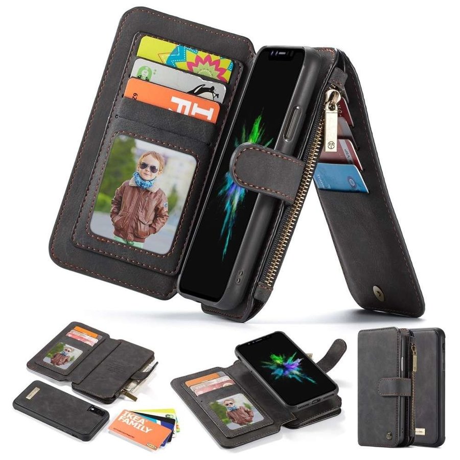 2 in 1 Zipper Wallet voor iPhone 11 Pro Max Zwart