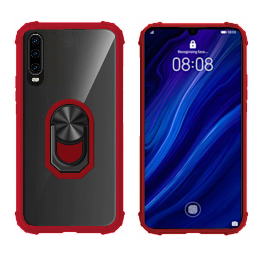 BackCover Ring for Huawei P30 Transparent Red