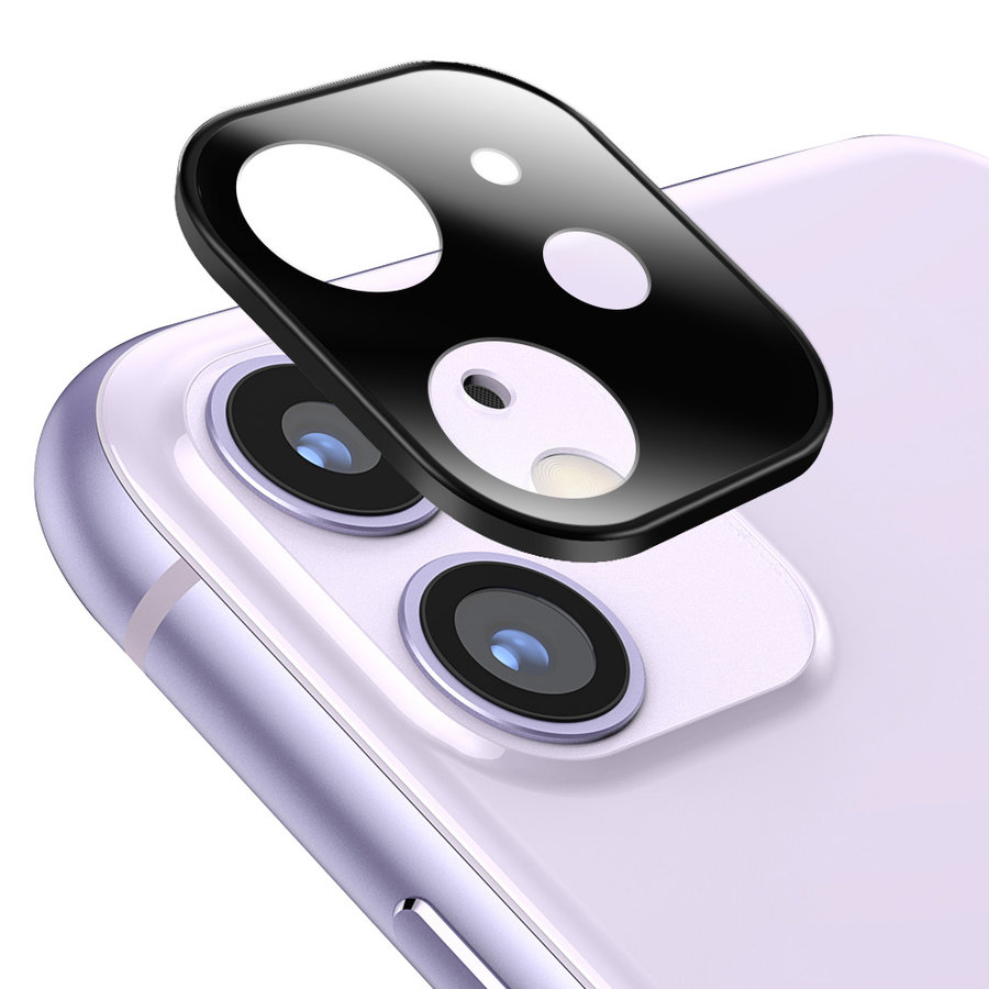 Protezione per obiettivo della fotocamera in titanio + vetro temperato per iPhone 11 nero