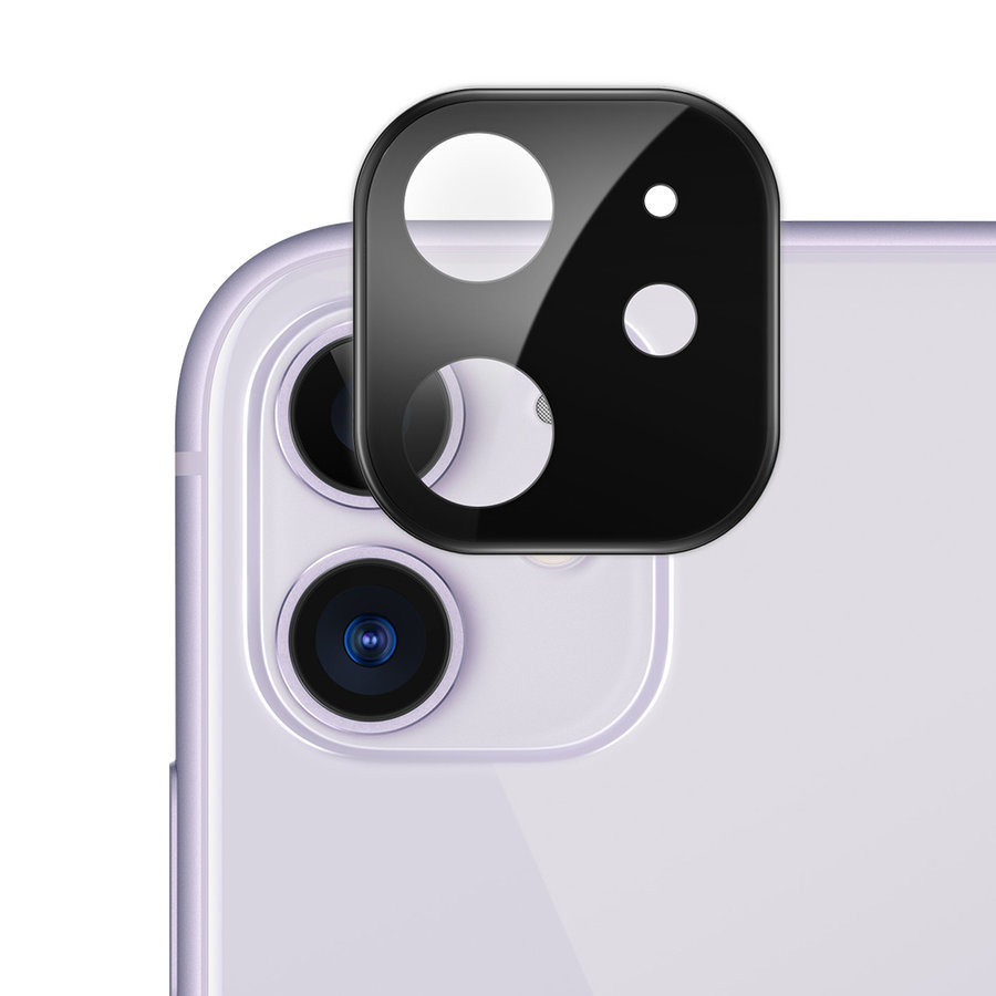 Protezione per obiettivo della fotocamera in titanio + vetro temperato per iPhone 11 nero