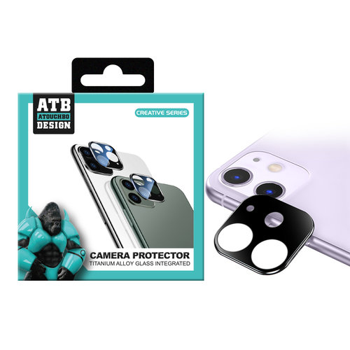  ATB Design Titane + verre trempé protecteur d'objectif de caméra iphone 11 Or 