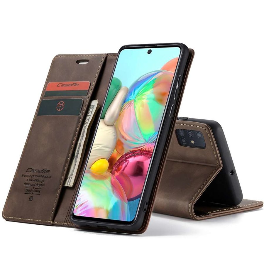 Portafoglio Retro Slim per Samsung A71 Marrone