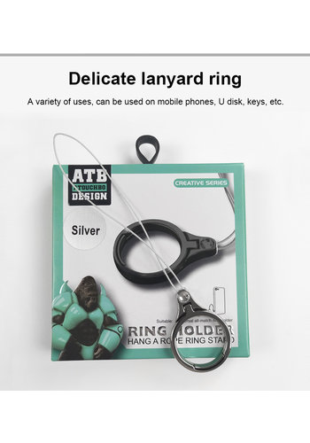  ATB Design Ring Houder Touwtje Zwart 