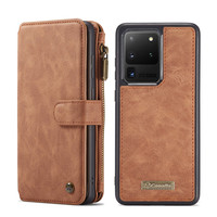 2 in 1 Zipper Wallet voor Samsung S20 Ultra Bruin