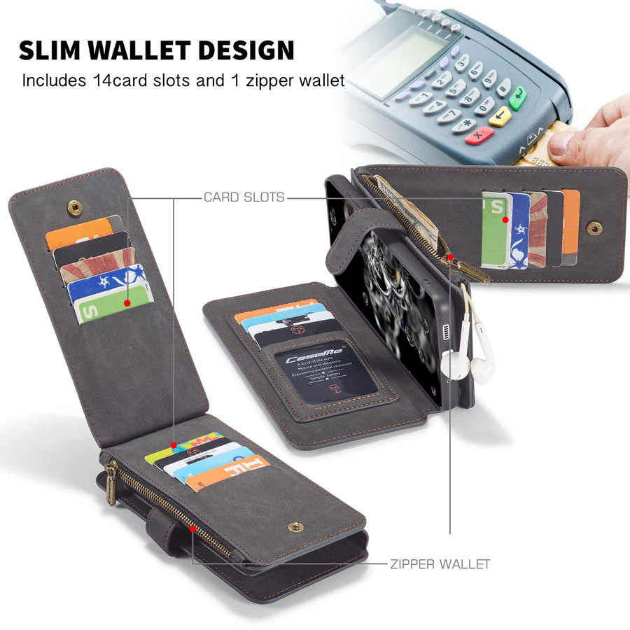 2 in 1 Zipper Wallet for Samsung S20 Ultra Black