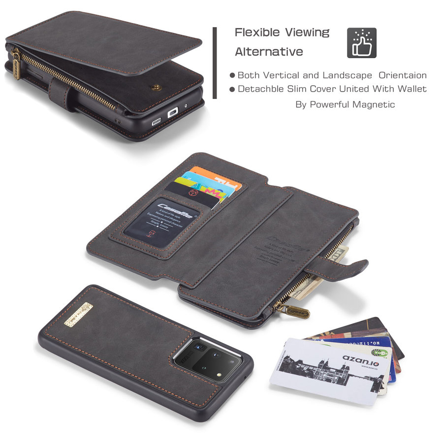 2 in 1 Zipper Wallet for Samsung S20 Ultra Black