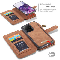 2 in 1 Zipper Wallet for Samsung S20 Ultra Brown