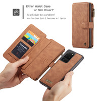 2 in 1 Zipper Wallet for Samsung S20 Ultra Brown