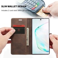 Portefeuille Rétro Slim pour Samsung Note 20 Ultra Marron