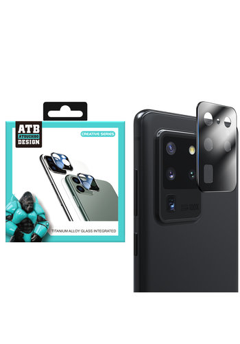  ATB Design Protezione per obiettivo della fotocamera in titanio + vetro temperato S20 Ultra Black 