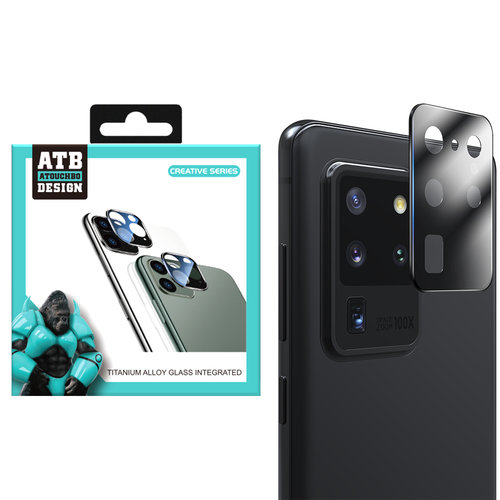  ATB Design Protecteur d'objectif d'appareil photo en titane + verre trempé S20 Ultra Black 