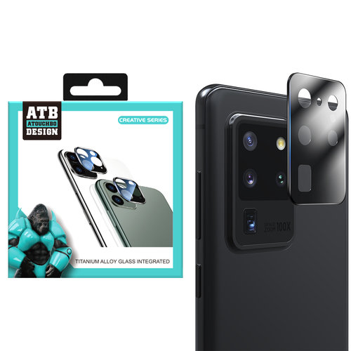  ATB Design Titanium + Tempered Glass Camera Lens Protector S20 Ultra Black 