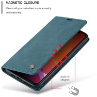 Portafoglio sottile retrò per iPhone 12 Pro Max (6,7 ") blu