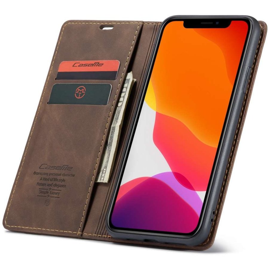 Portefeuille rétro mince pour iPhone 12 Pro Max (6,7 ") Marron