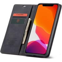 Portafoglio sottile retrò per iPhone 12 Pro Max (6,7 ") nero