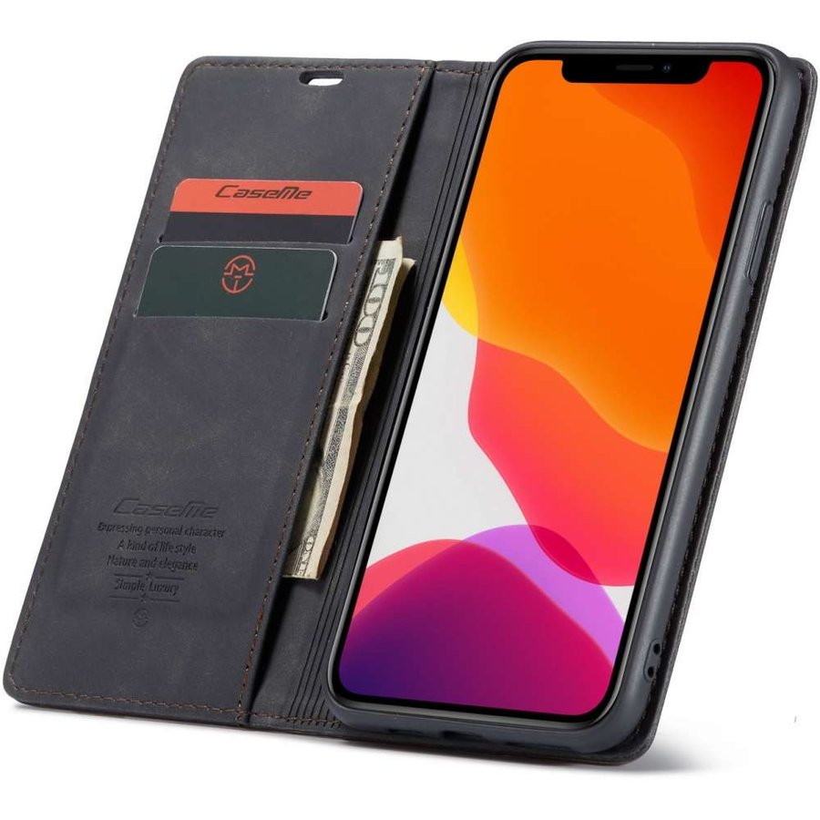 Retro Wallet Slim für iPhone 12 Pro Max (6,7 ") Schwarz