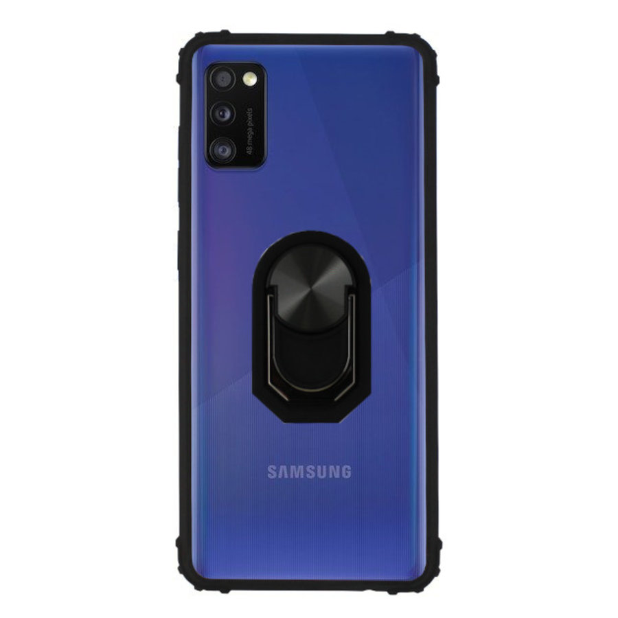 Anneau BackCover pour Samsung A41 Transparent Noir