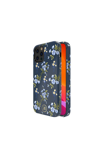  Kingxbar Carcasa trasera con flores para iPhone 12/12 Pro 6.1 '' Azul 