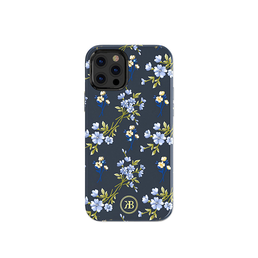 Carcasa trasera con flores para iPhone 12/12 Pro 6.1 '' Azul