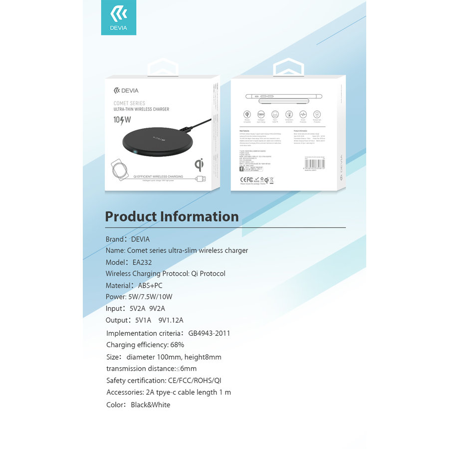 Caricabatterie wireless da 10 W.