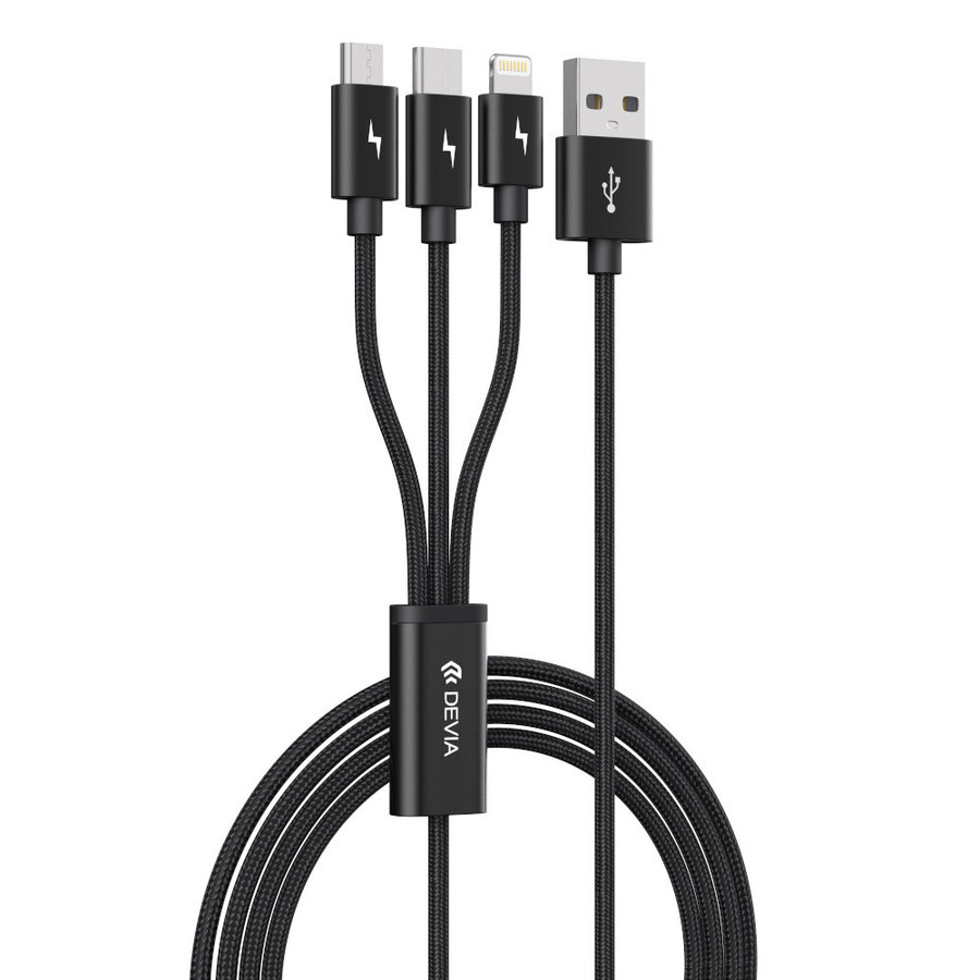 3 in 1 USB Kabel 3A 1.2m